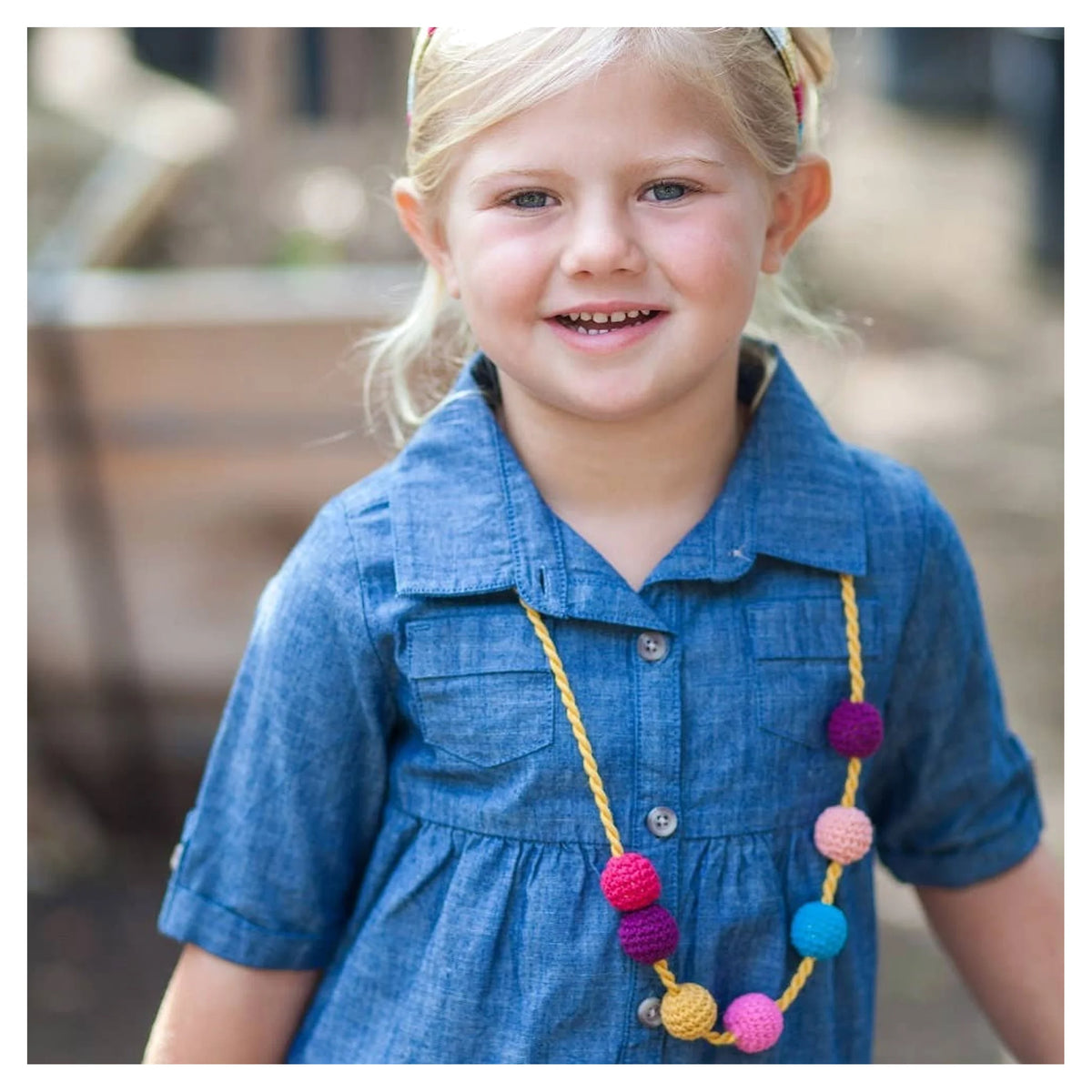 Girls Artisan Knit Bead Fringe Necklace - Multi-Color