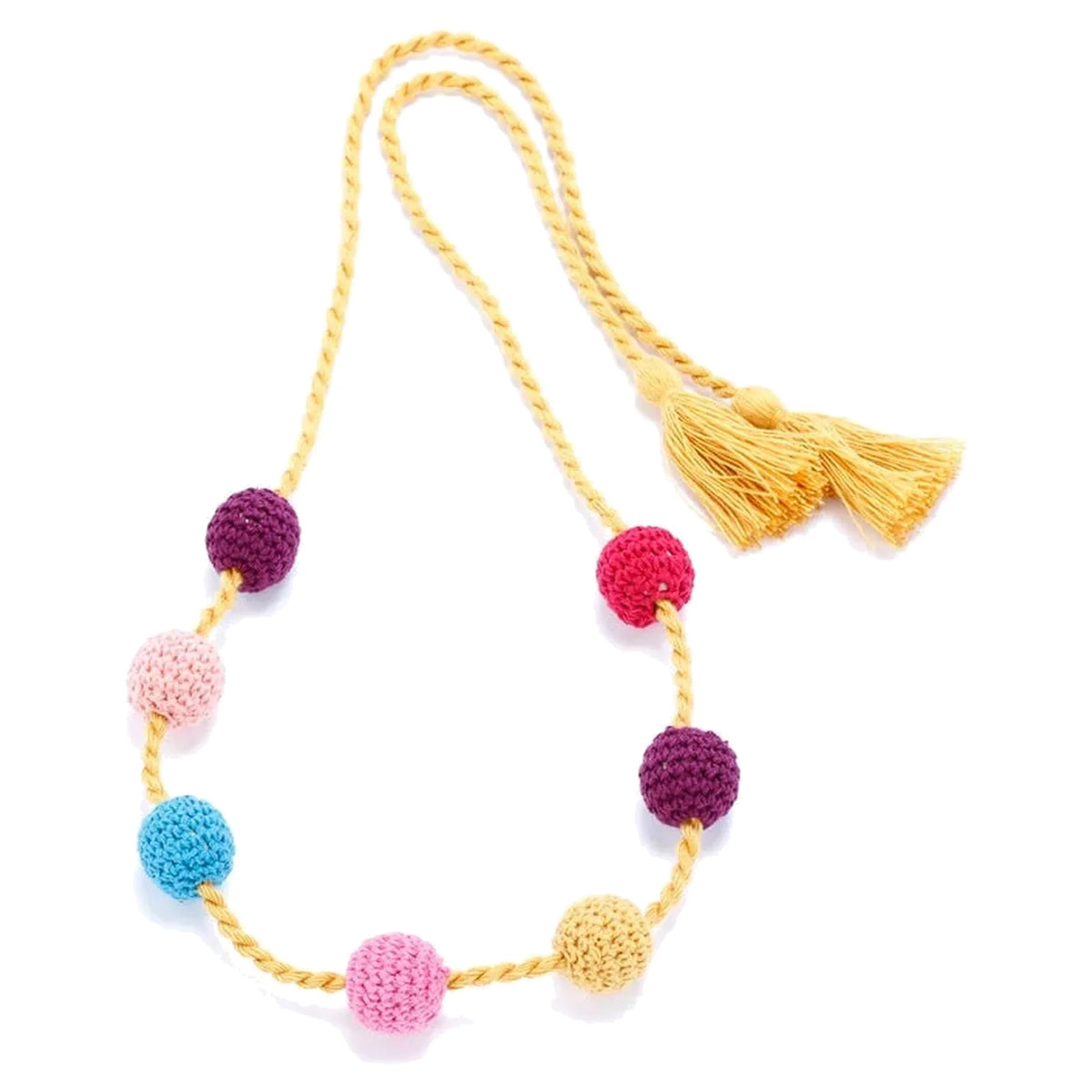 Girls Artisan Knit Bead Fringe Necklace - Multi-Color