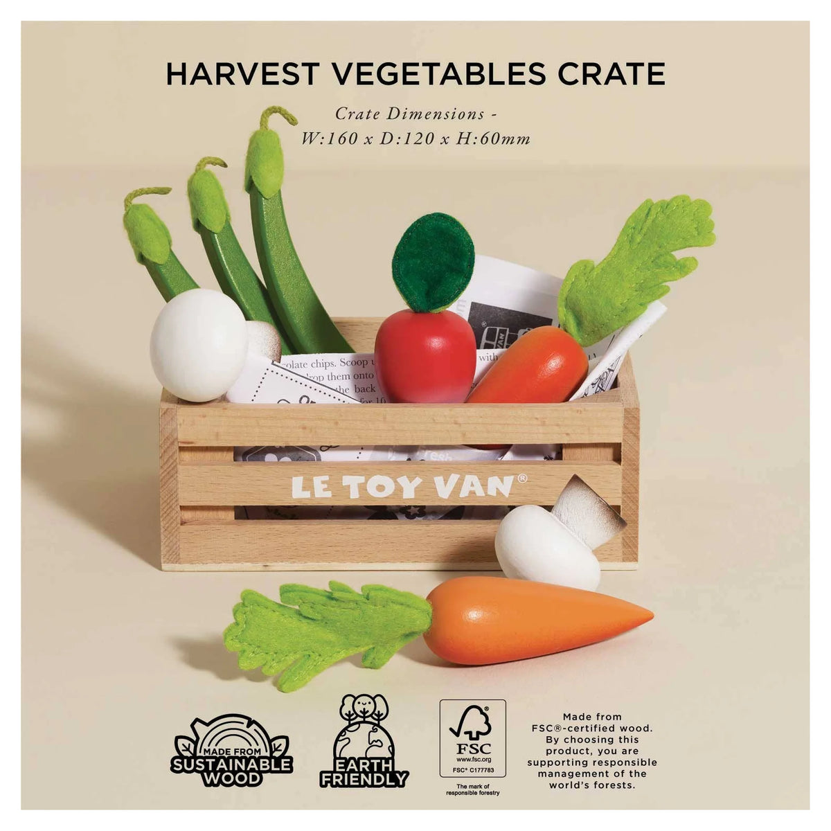 Harvest Vegetables Wooden Market Crate