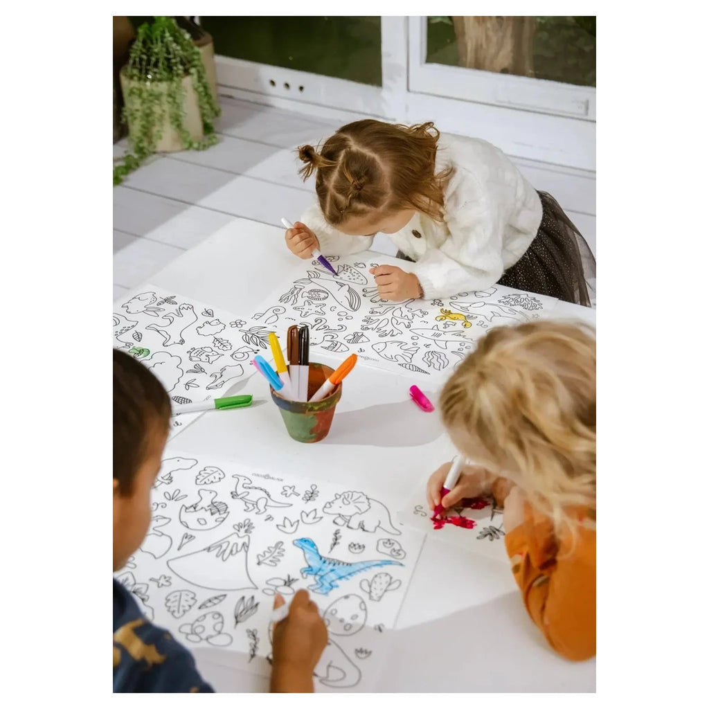 Set of 4 Silicone Washable Coloring Placemats & Markers