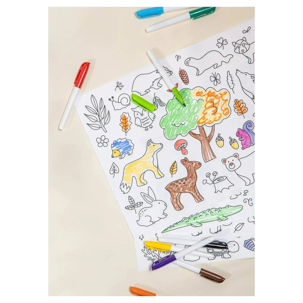 Set of 4 Silicone Washable Coloring Placemats & Markers