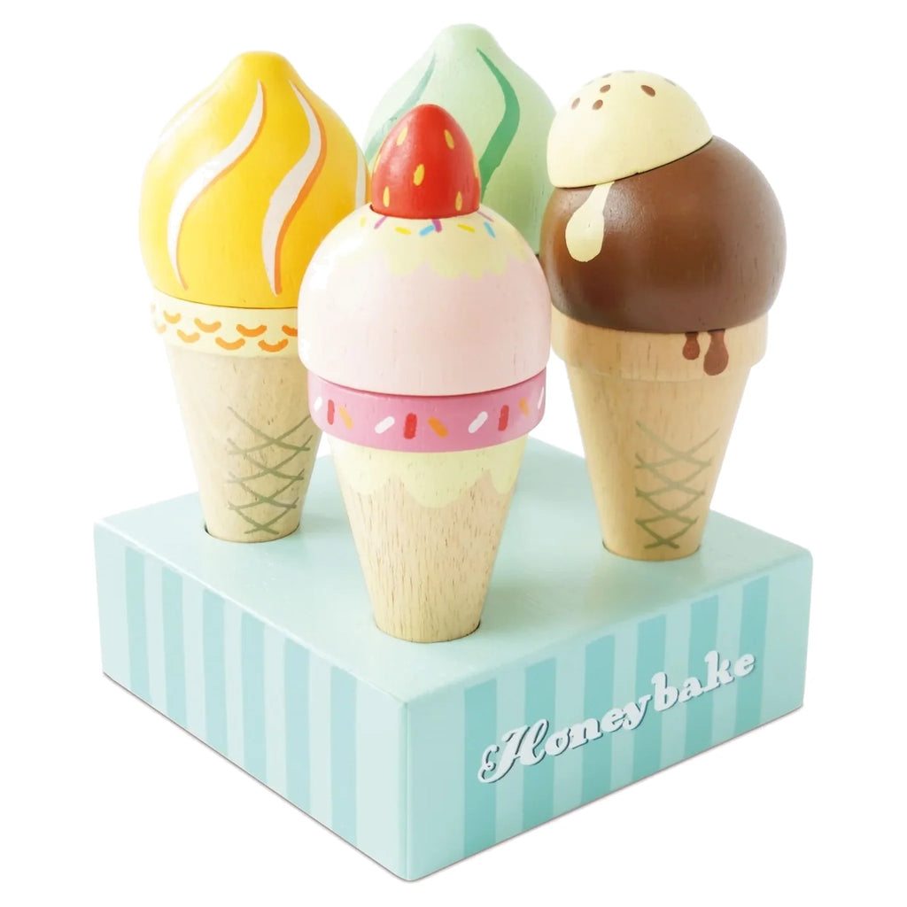Wooden Ice Cream Cones Set