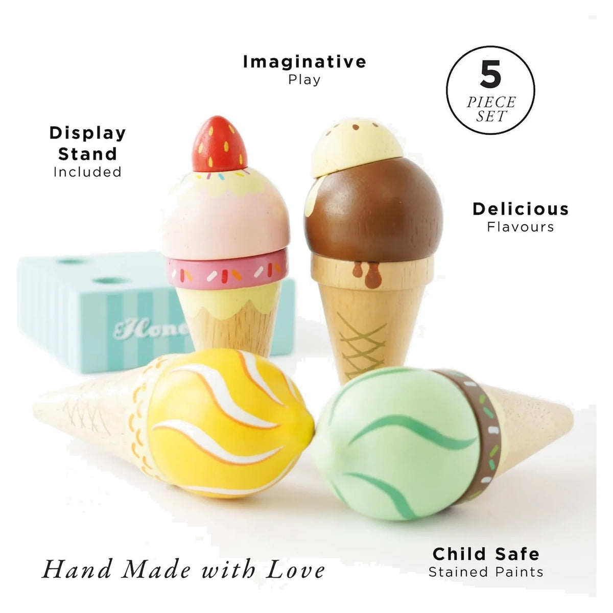 Wooden Ice Cream Cones Set