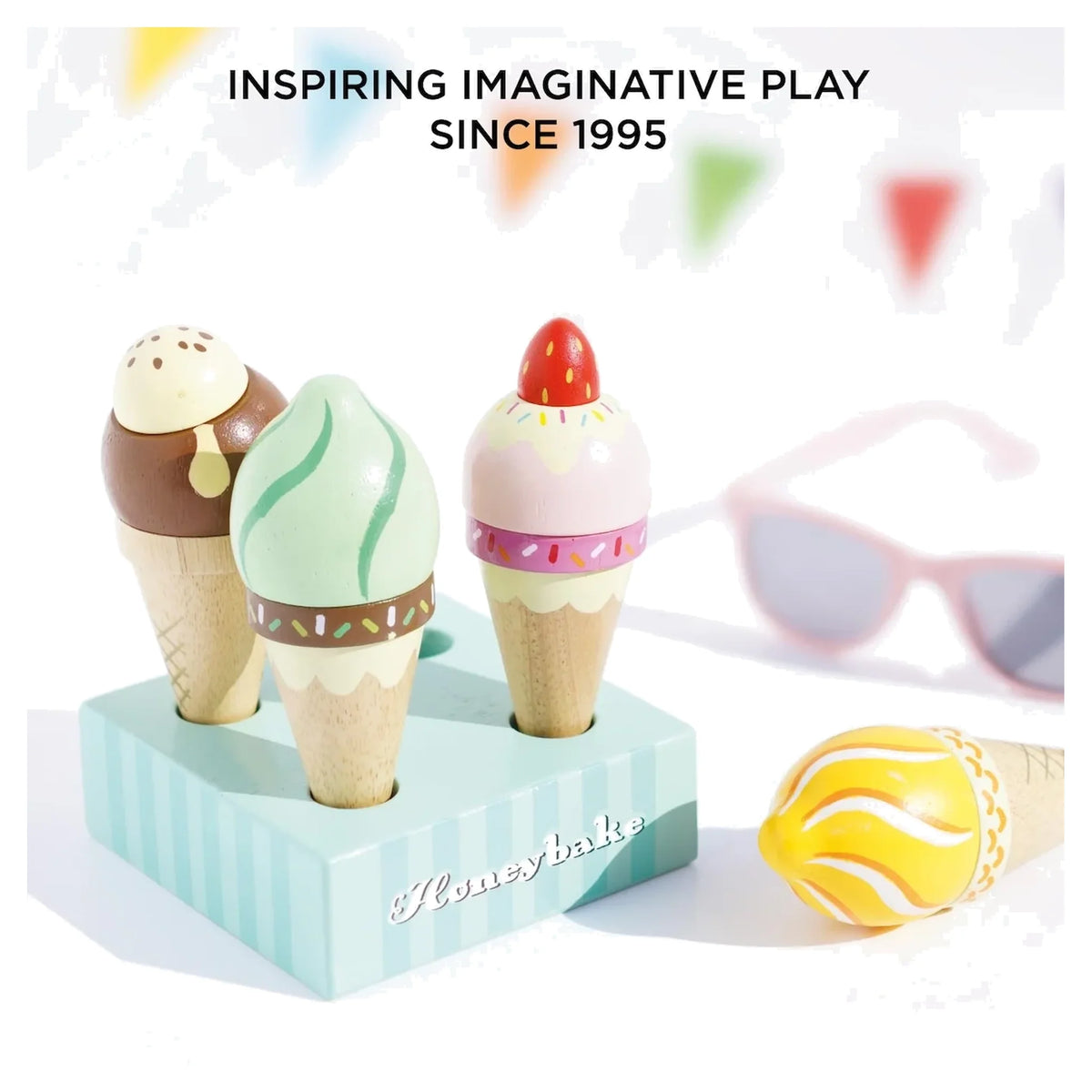 Wooden Ice Cream Cones Set