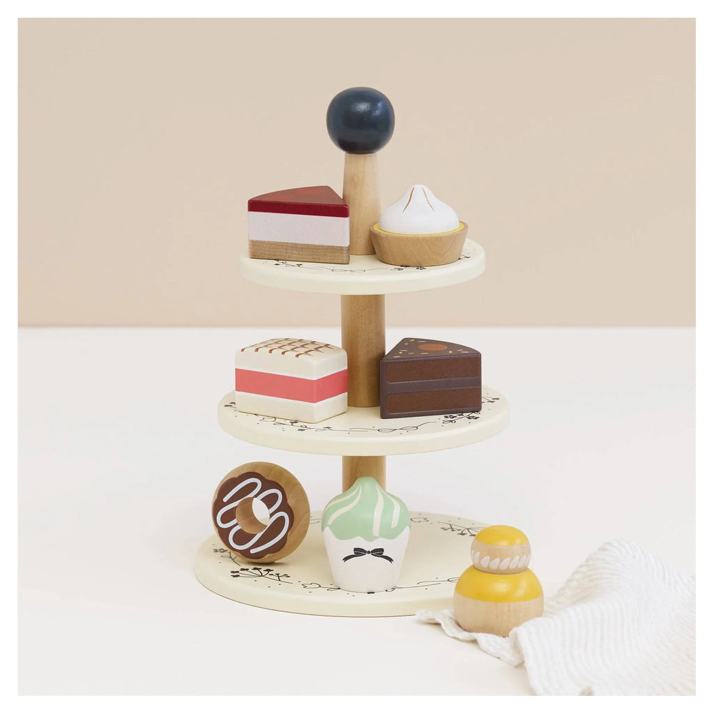 Wooden Toy Cake Stand & Selection of 7 Eco-Friendly Treats