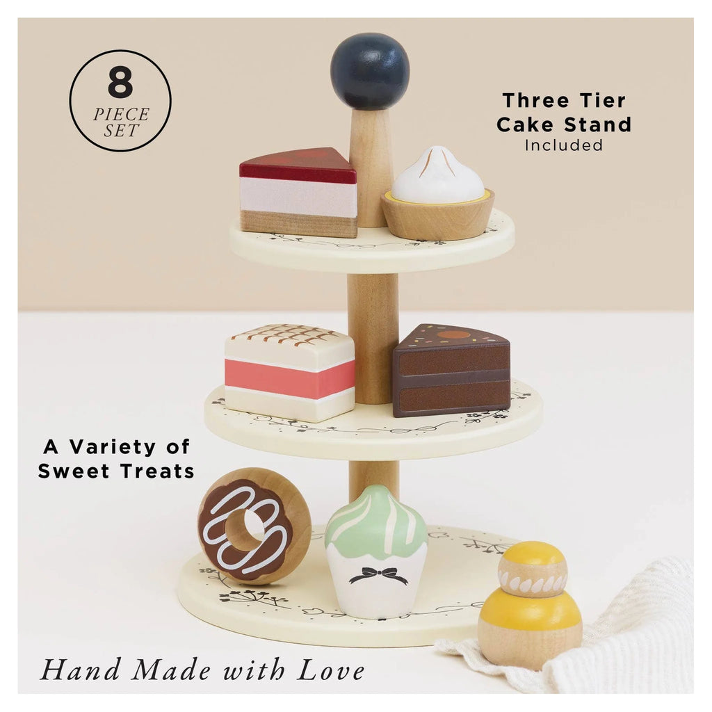 Wooden Toy Cake Stand & Selection of 7 Eco-Friendly Treats