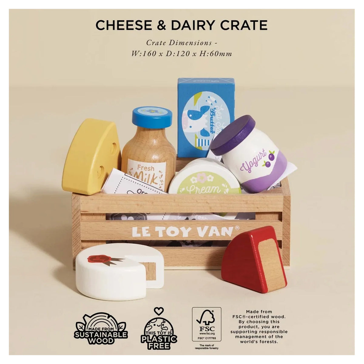 Cheese & Dairy Wooden Market Crate