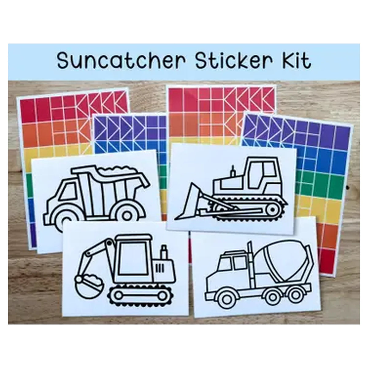 Construction Vehicle Suncatcher Sticker Craft Kit Set