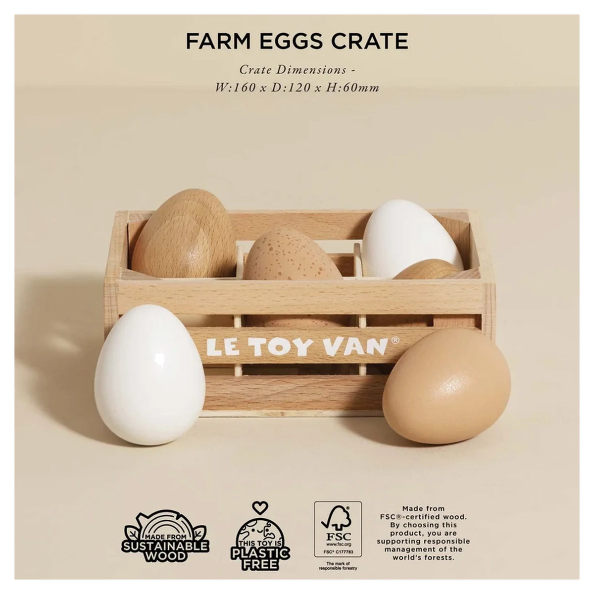 Farm Eggs Wooden Market Crate