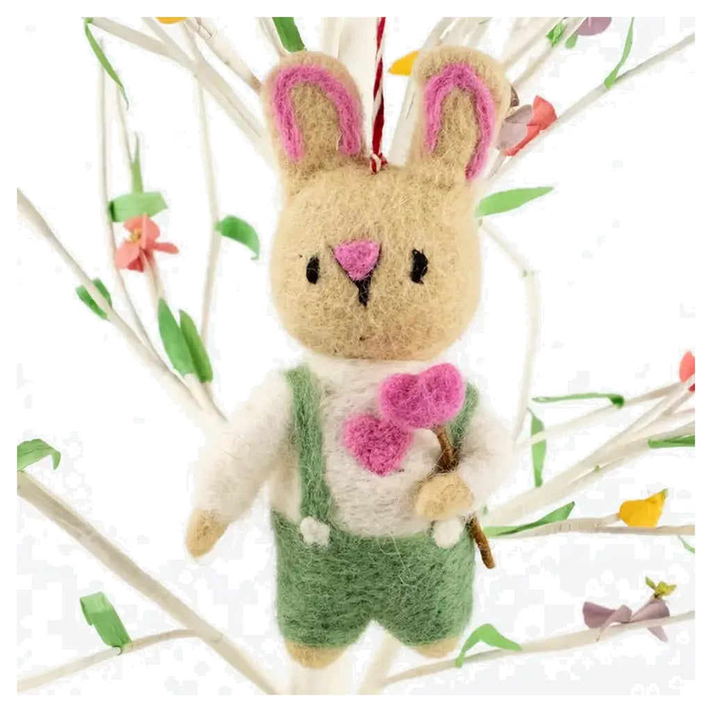 Felt Easter Bunny Heart Lollipop Ornament