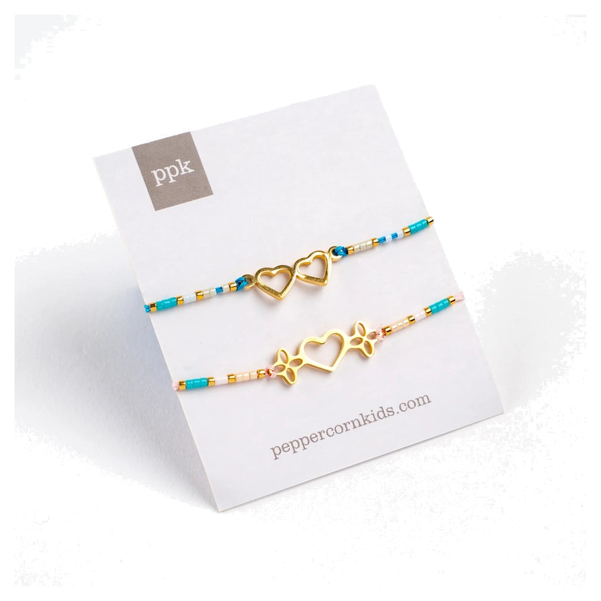 Girls Heart Bracelet Duo  - Blue/ Pink