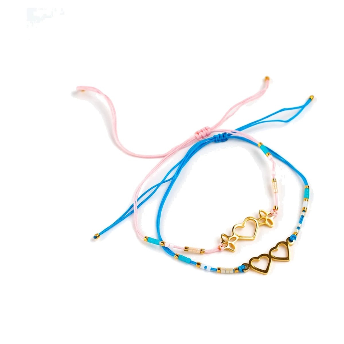Girls Heart Bracelet Duo  - Blue/ Pink