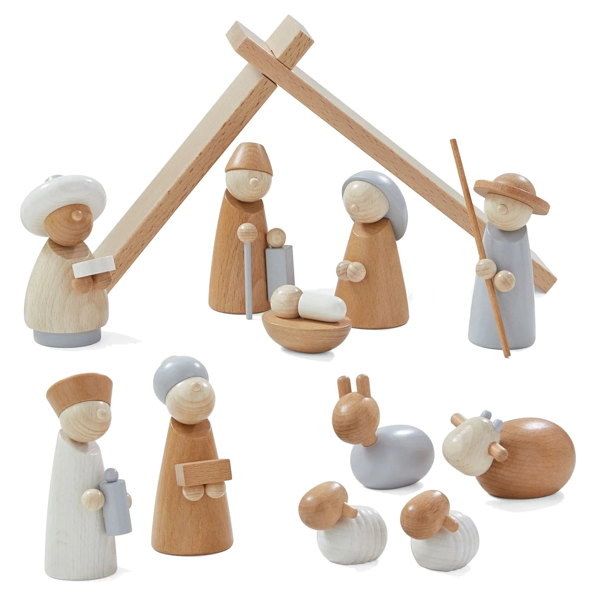 Natural Wood Nativity Set