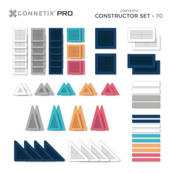 CONNETIX Magnetic Tiles PRO Constructor Set, 70 Pieces