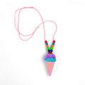 Girls Ice Cream Cone Necklace - Multi- Pink