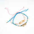 Girls Heart Bracelet Duo  - Blue/ Pink