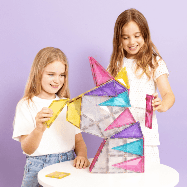 CONNETIX Magnetic Tiles, Glitter Unicorn Pack, 56 Pieces