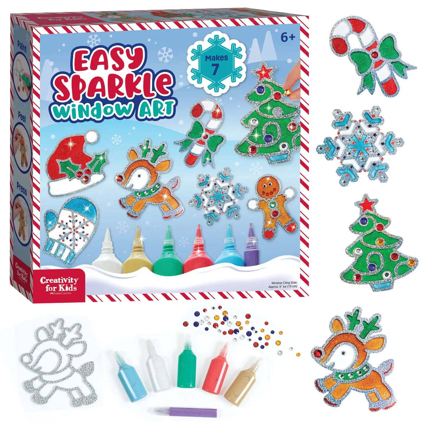 Holiday Easy Sparkle Window Art Diy Craft Kit For Kids