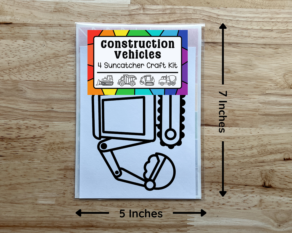 Construction Vehicle Suncatcher Sticker Craft Kit Set