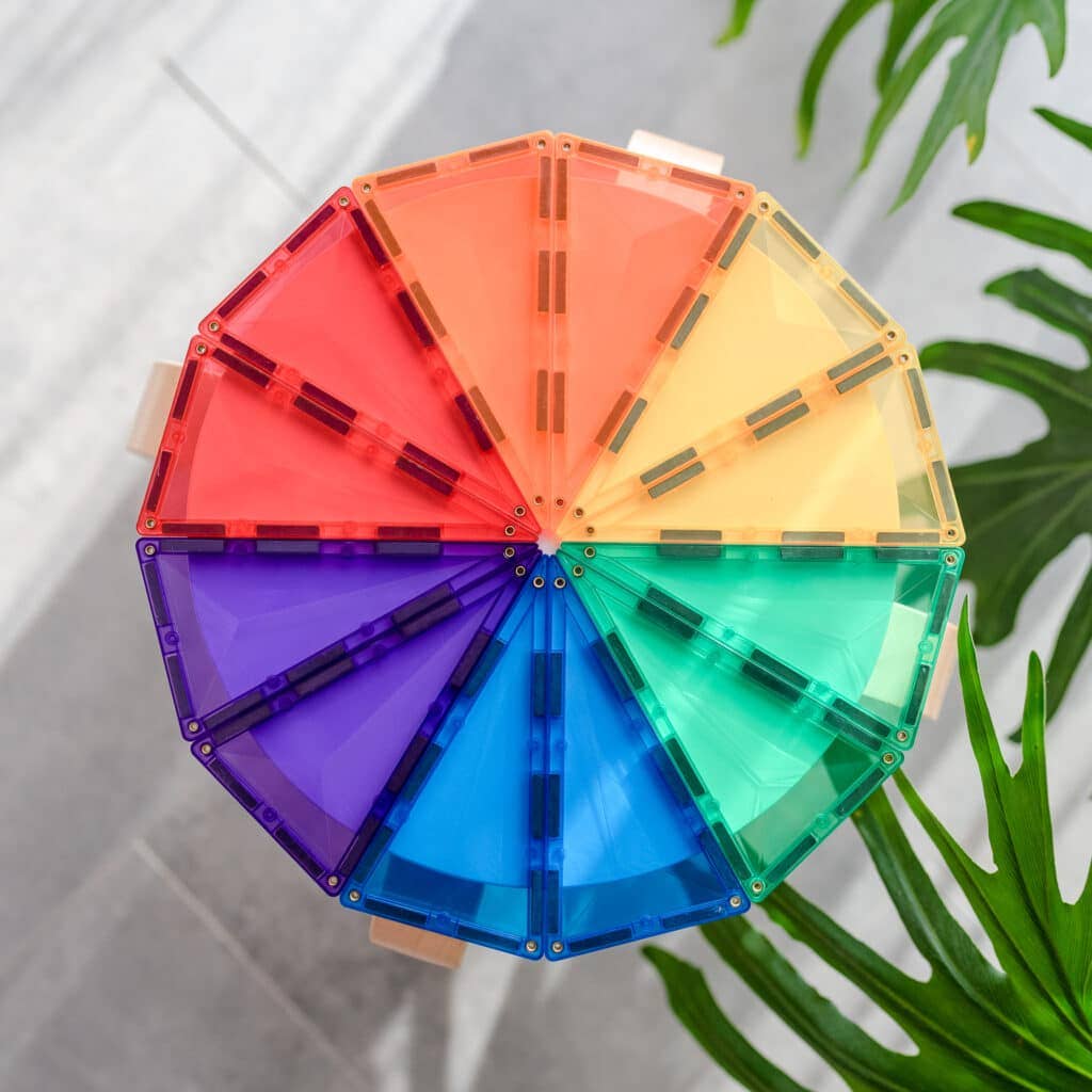 CONNETIX Magnetic Tiles Rainbow Geometry Pack, 30 Pieces