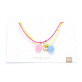Little Star & Pompom Two Necklace Card  - Pink/ Yellow