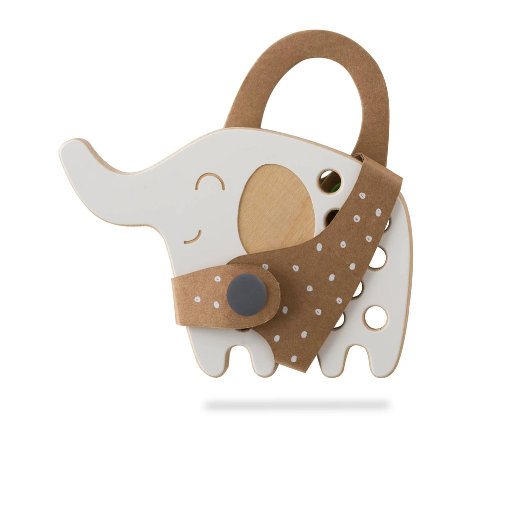 The Elephant, small wooden lacing toy, Montessori Toy