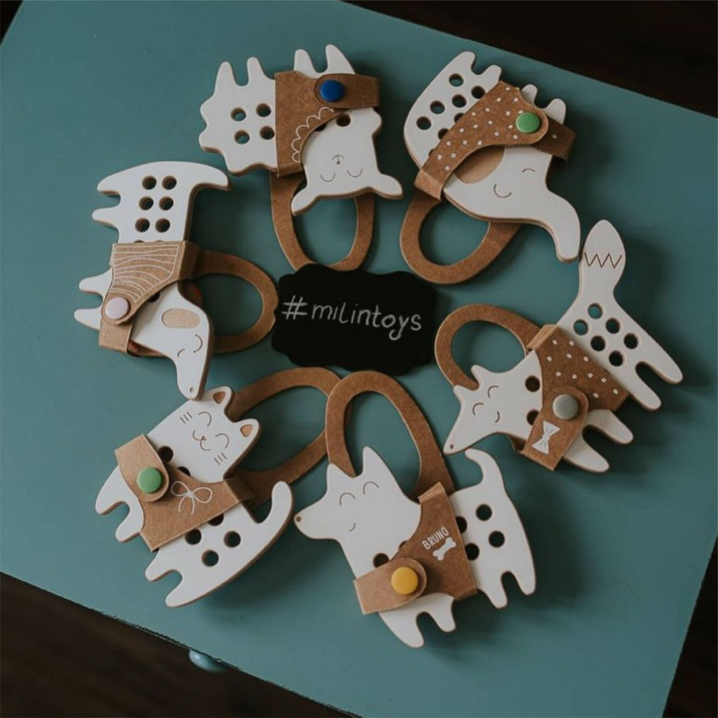 The Elephant, small wooden lacing toy, Montessori Toy