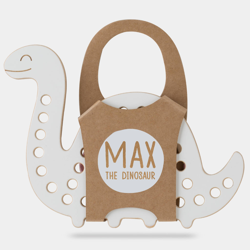 Max the Dinosaur, wooden lacing toy, montessori