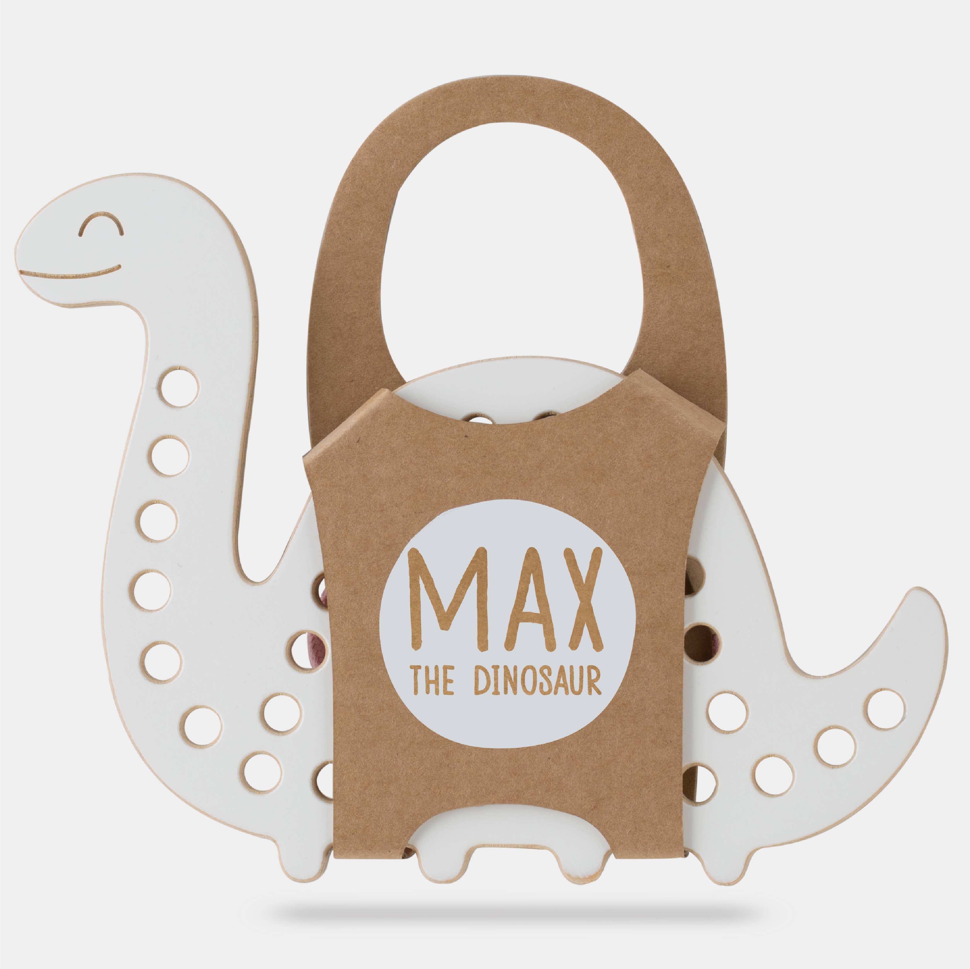 Max the Dinosaur, wooden lacing toy, montessori
