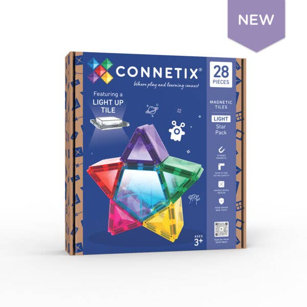 CONNETIX Magnetic Tiles Light Star Pack, 28 Pieces