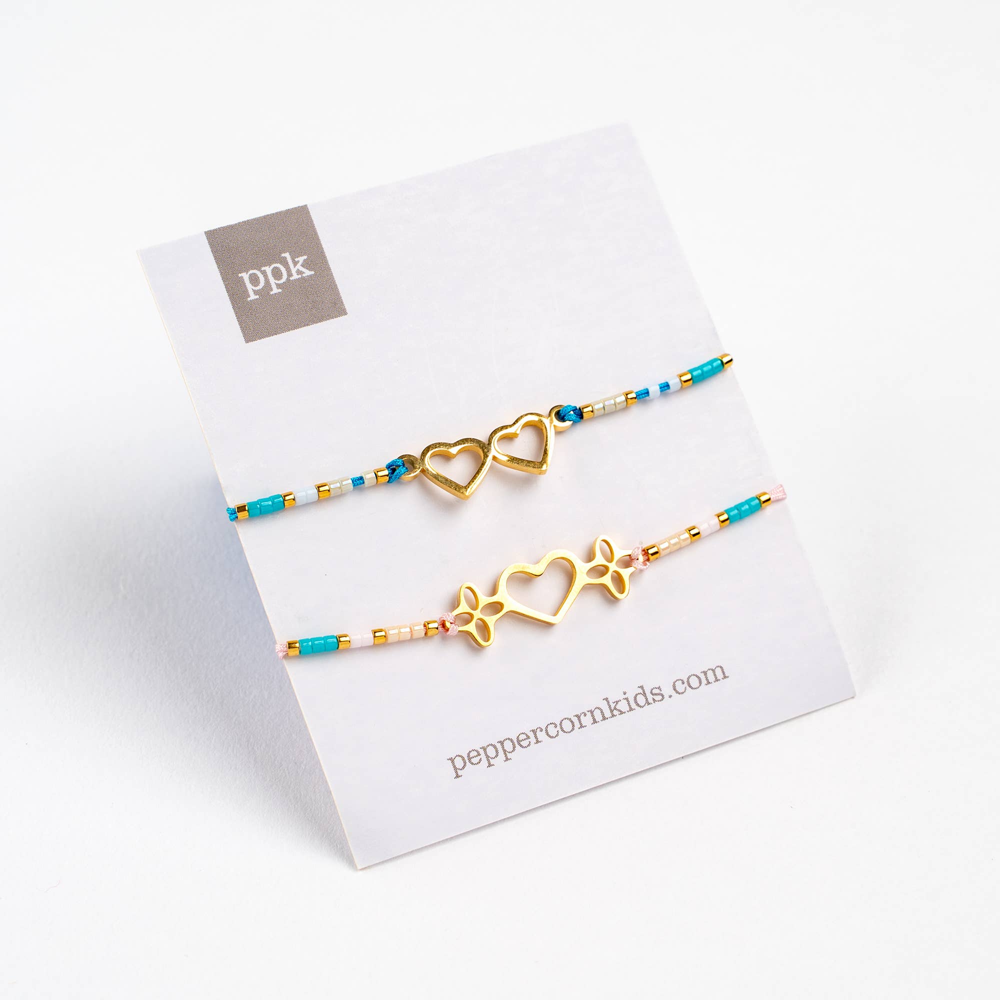 Girls Heart Bracelet Duo  - Blue/ Pink