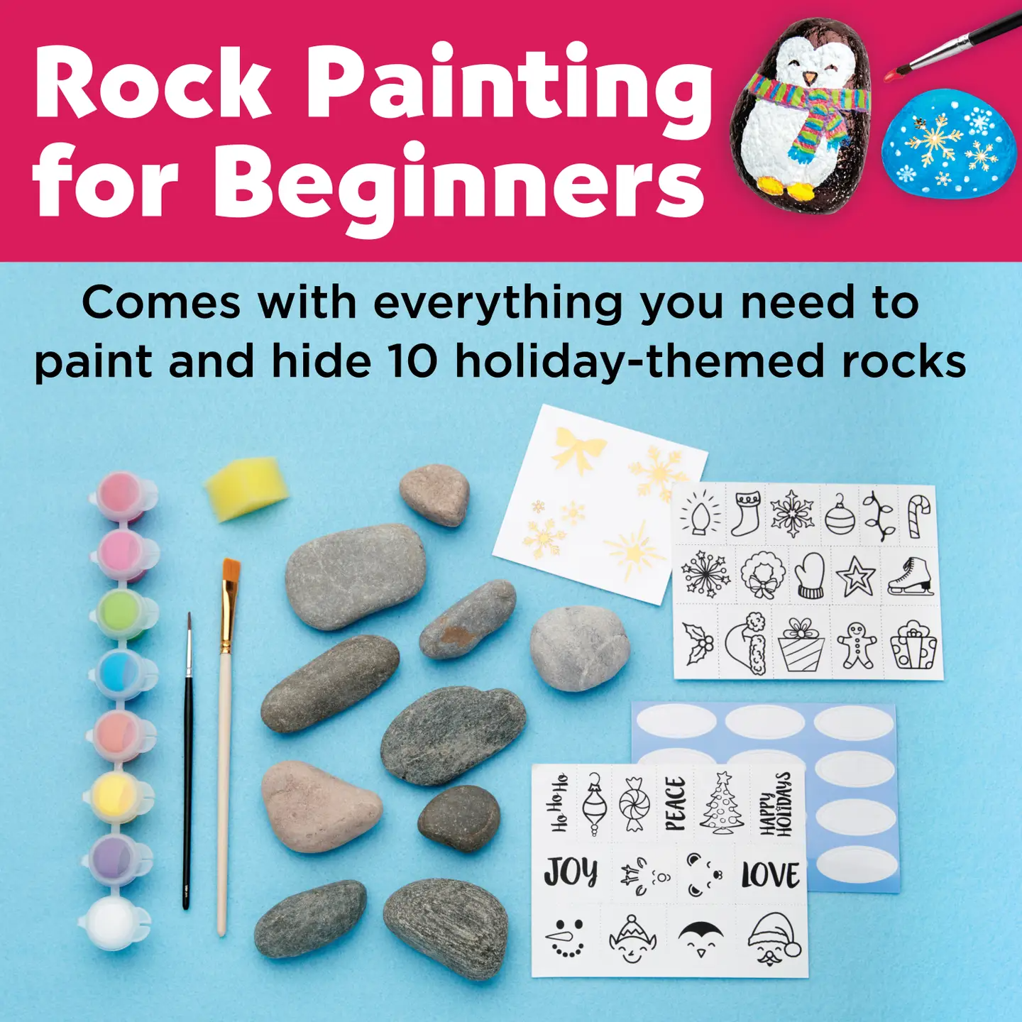 Holiday Hide & Seek Rock Painting Craft Kit For Kids