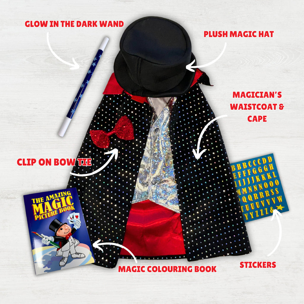 Kids Magician Dress Up Costume & Trick Set