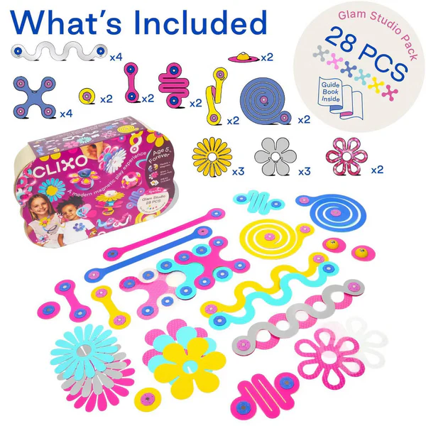 Clixo Glam Studio Pack - Magnetic Jewelry Building Set for Kids 6+