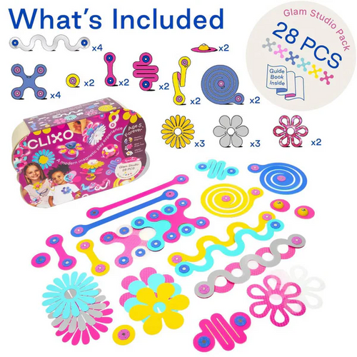 Clixo Glam Studio Pack - Magnetic Jewelry Building Set for Kids 6+
