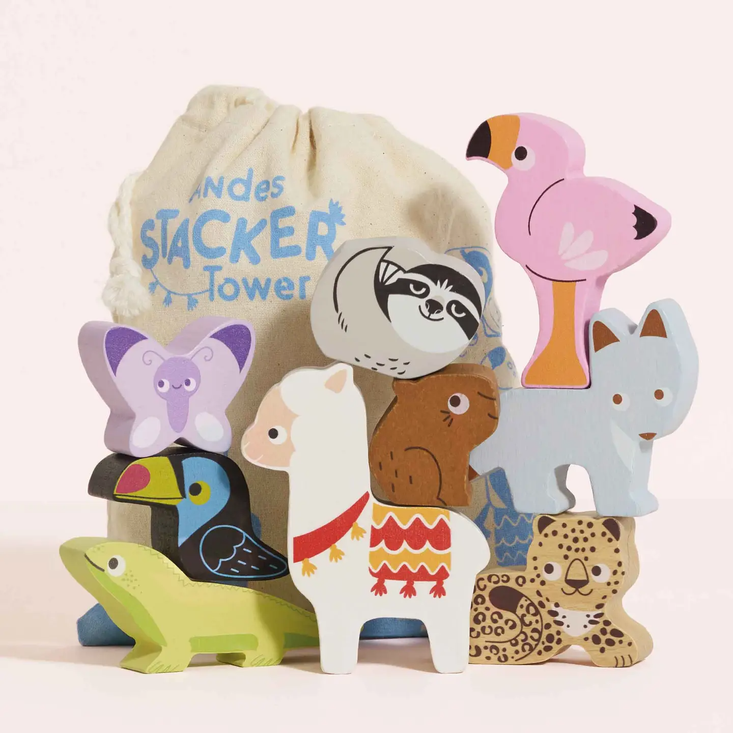 Andes Stacking Animals & Bag, Wood toys by Le Toy Van