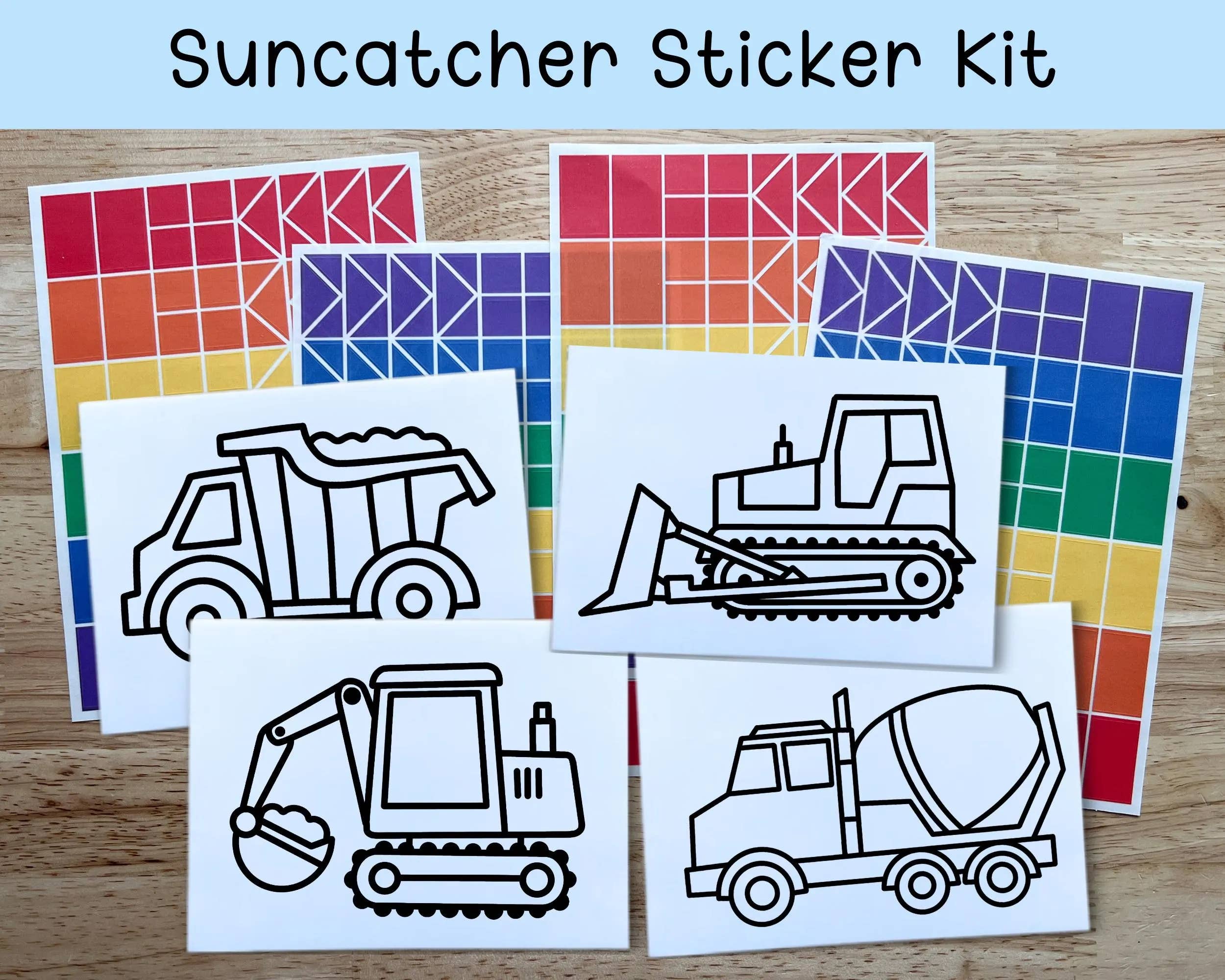 Construction Vehicle Suncatcher Sticker Craft Kit Set