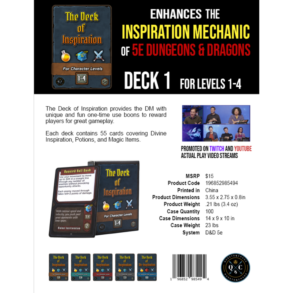 Deck of Inspiration: Lvl 1-4