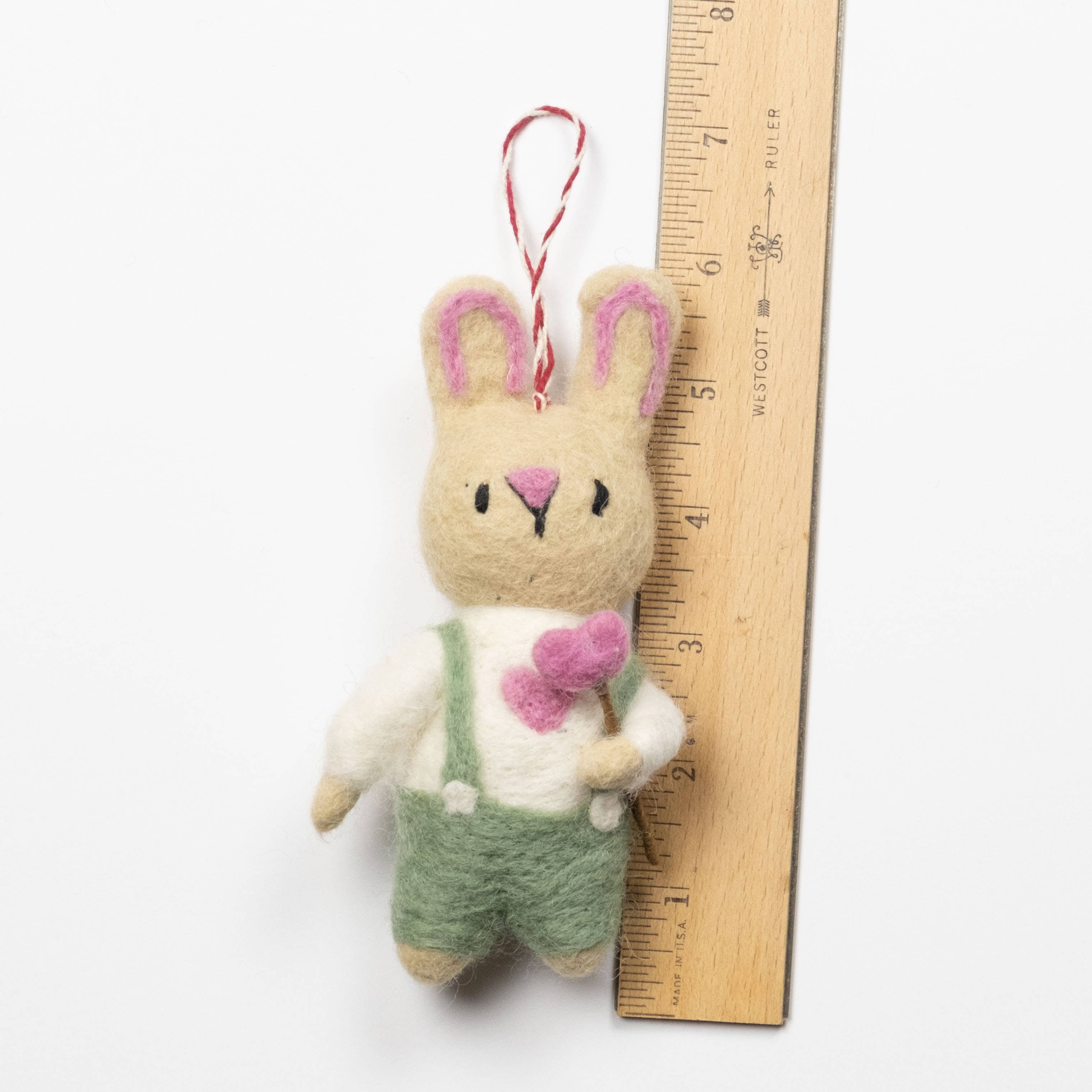 Felt Easter Bunny Heart Lollipop Ornament