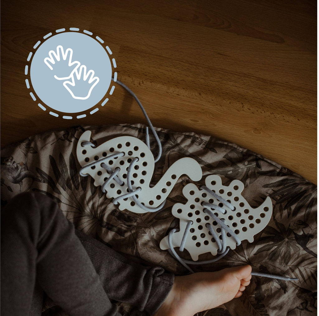 Max the Dinosaur, wooden lacing toy, montessori