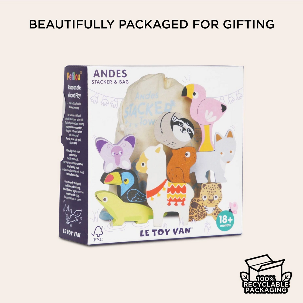 Andes Stacking Animals & Bag, Wood toys by Le Toy Van