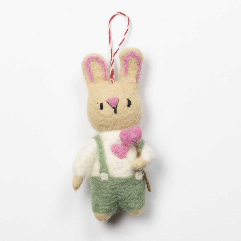 Felt Easter Bunny Heart Lollipop Ornament