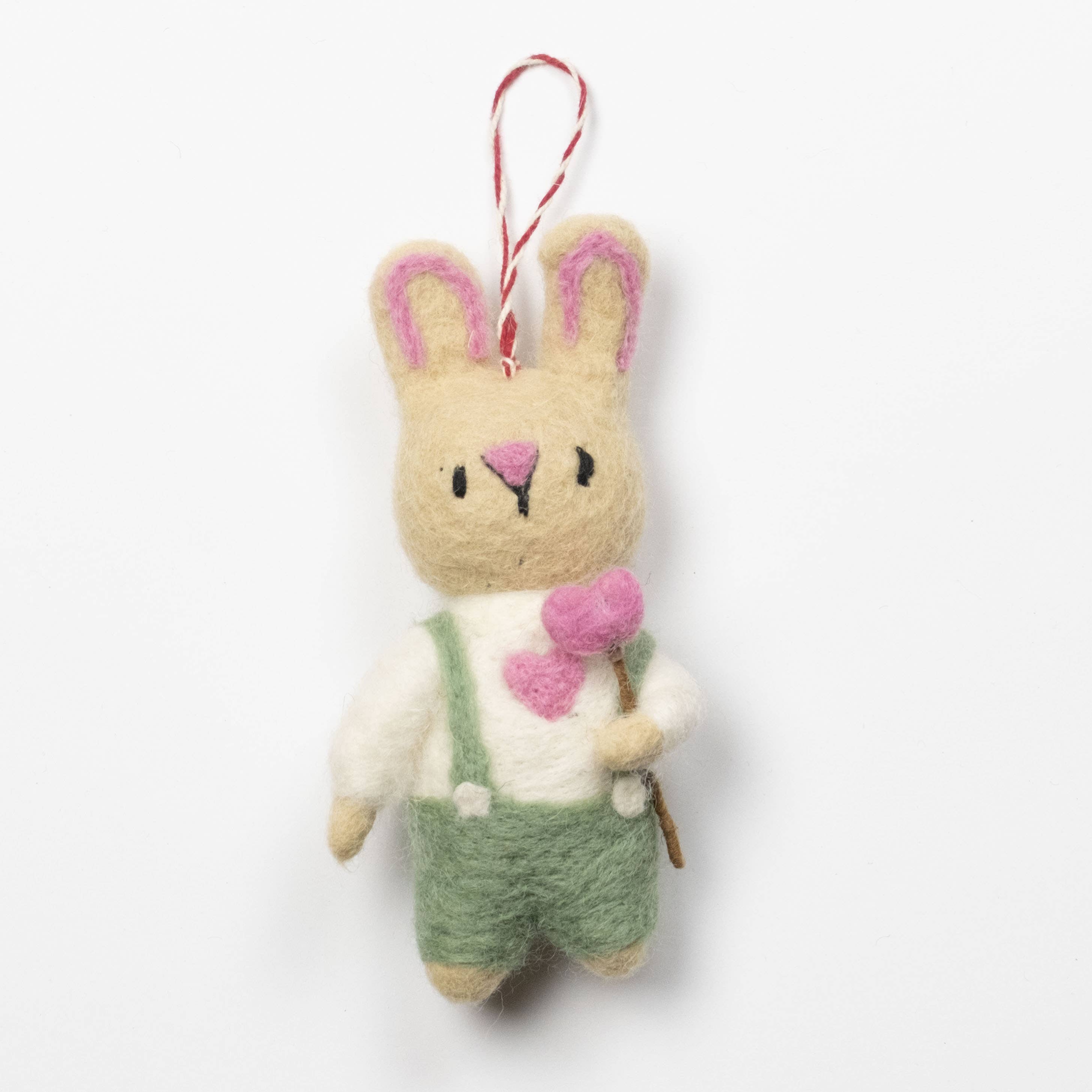 Felt Easter Bunny Heart Lollipop Ornament