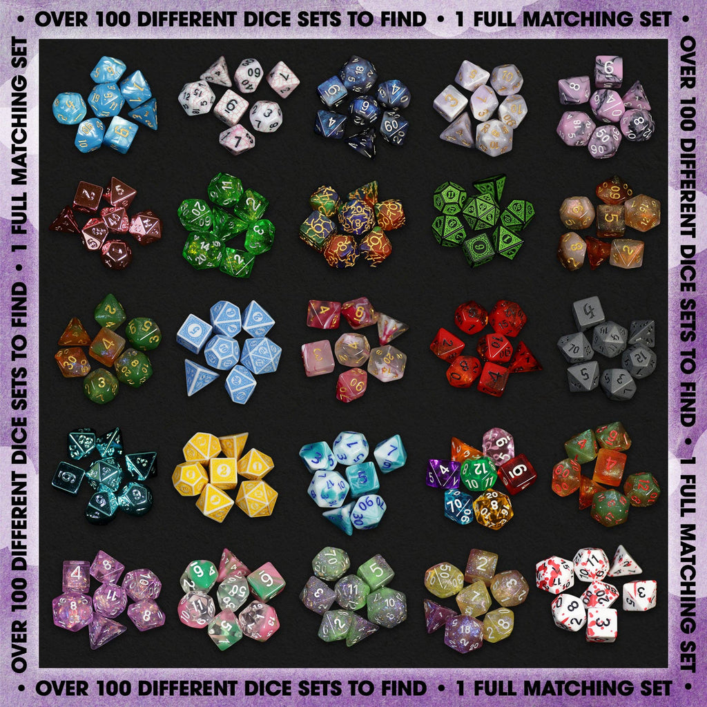 Premium Mystery Dice - A Full Set of Dice Plus Pin and Sticker