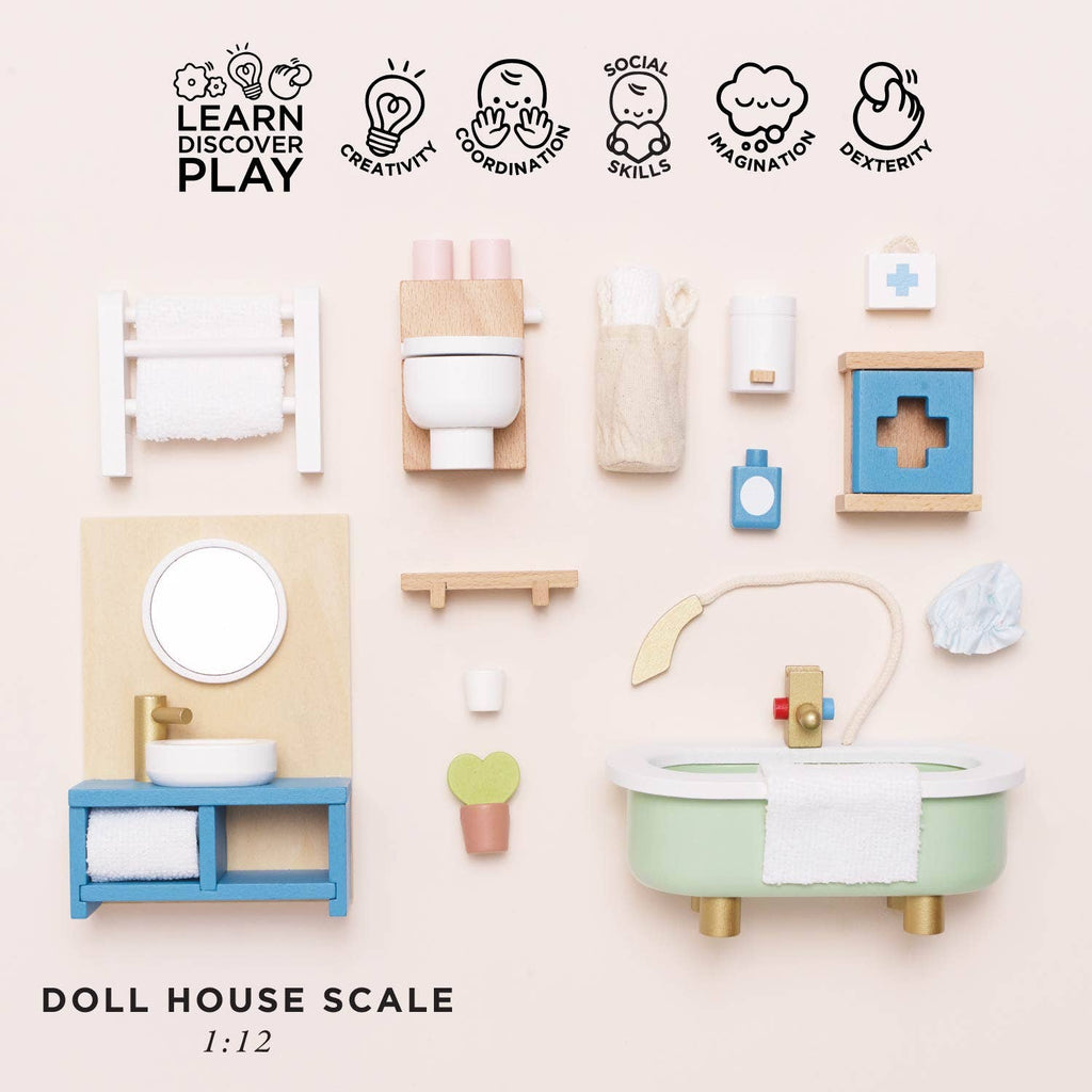 Wooden Dolls House Bathroom Furniture