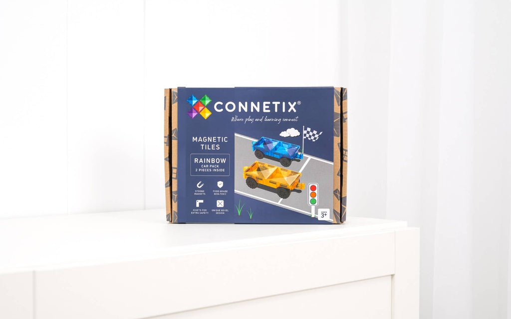 CONNETIX Magnetic Tiles Rainbow Car Pack, 2 Pieces