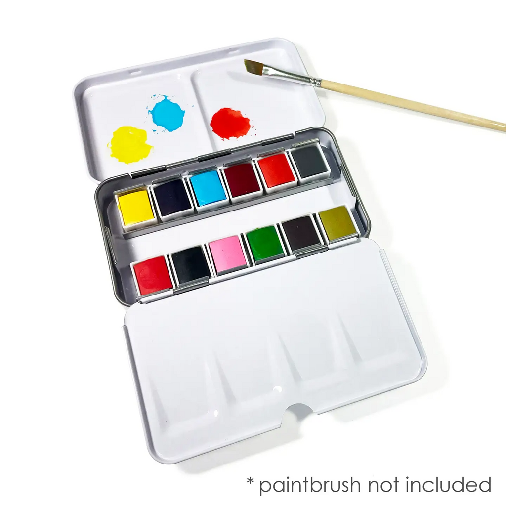 Watercolor Set - Travel-Friendly Metal Palette - 12 Colors