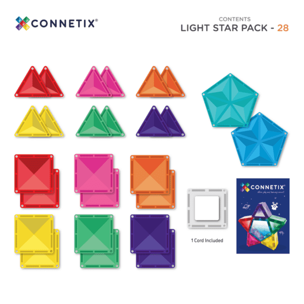 CONNETIX Magnetic Tiles Light Star Pack, 28 Pieces