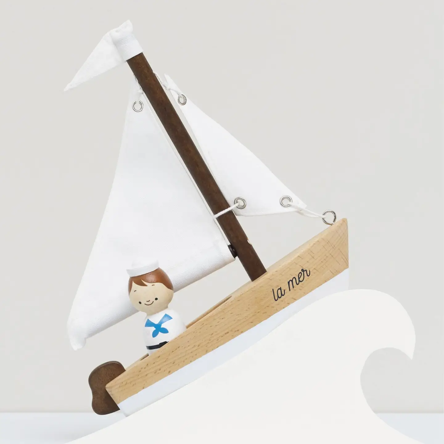 Wooden Sailing Boat & Captain