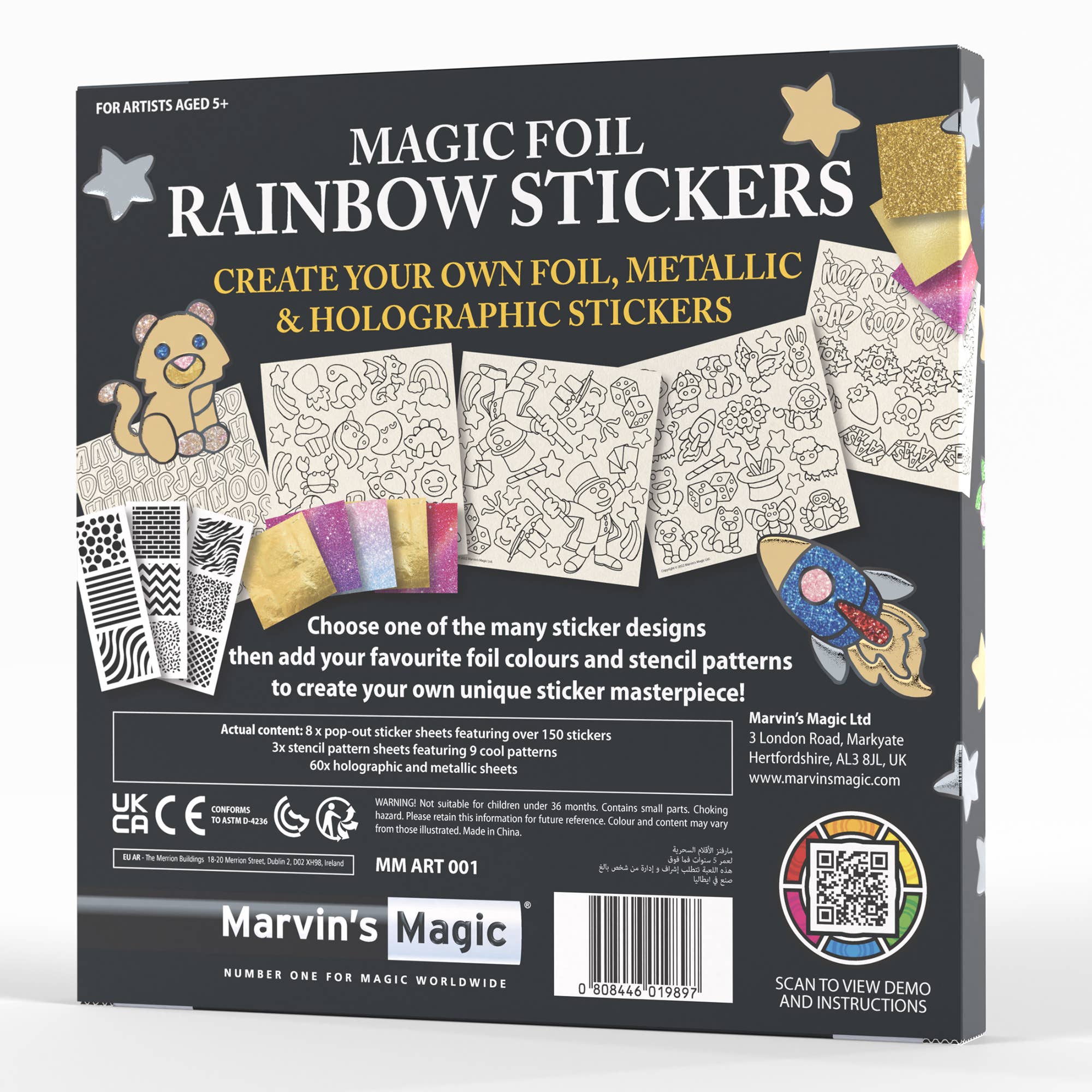 Magic Foil Rainbow Sticker Art Kit – 150 Pack